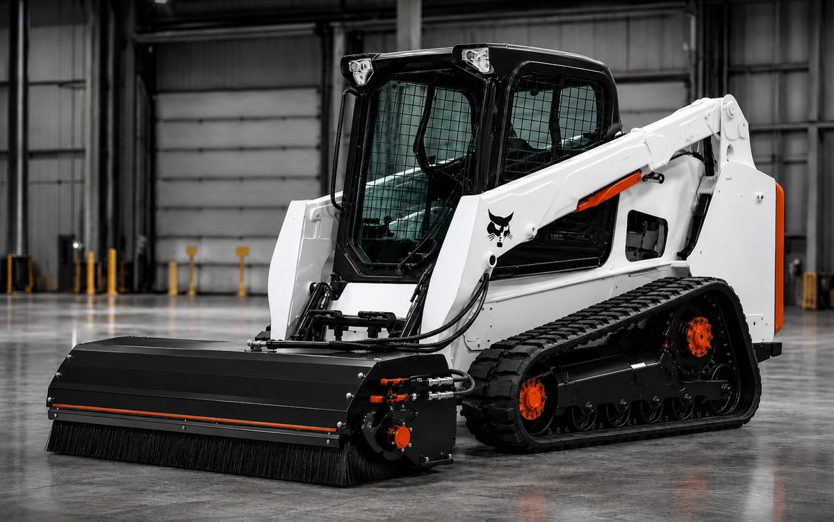 Мини-погрузчик Bobcat T590 с дорожной щеткой