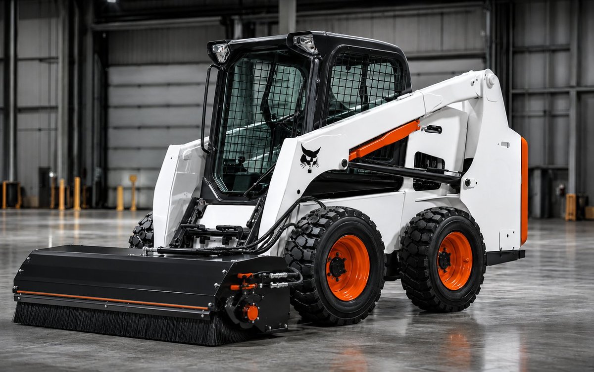 Мини-погрузчик Bobcat S530 с дорожной щеткой